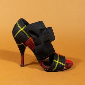 Prada Milano “calzature tartan rosso” tartan sandals.